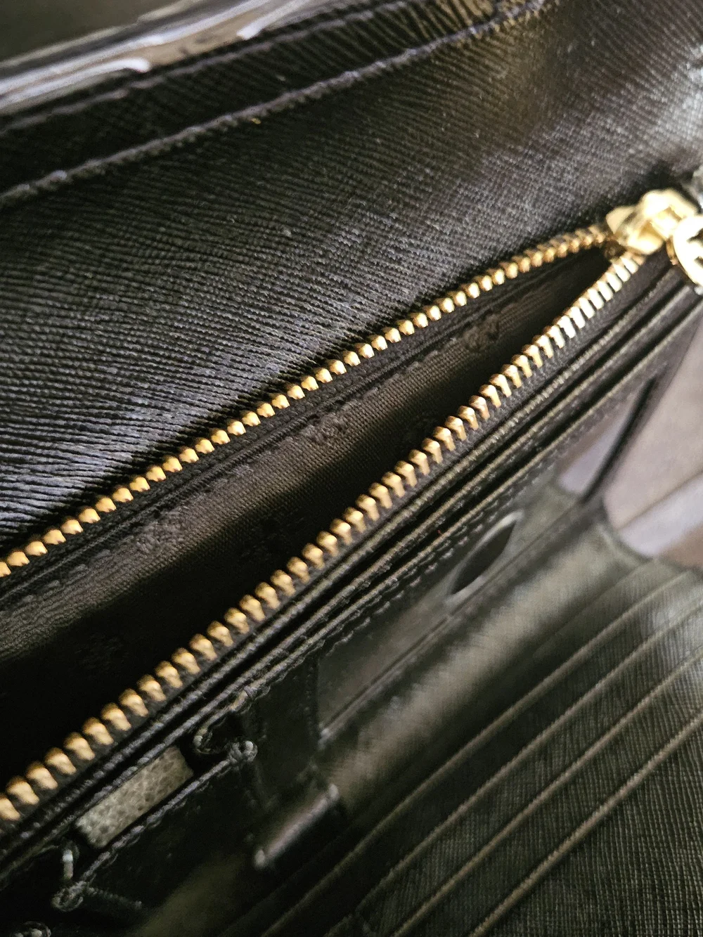 Tory Burch Black Saffiano Leather Clutch Wristlet with Gold Logo
